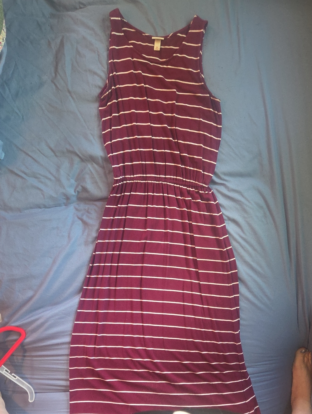 Merona Burgundy and White Striped Maxi Dress